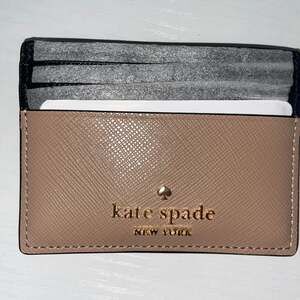Kate Spade - - Kate Spade Madison Small Slim Card Holder Hazelnut Saffiano Leath